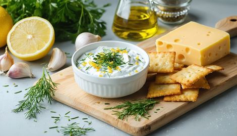 15 Dakikada Ev Yapımı Peynirli Kraker ve Yoğurtlu Dip