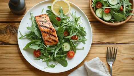 20 Dakikada Hafif Akşam: Izgara Somon ve Roka Salatası